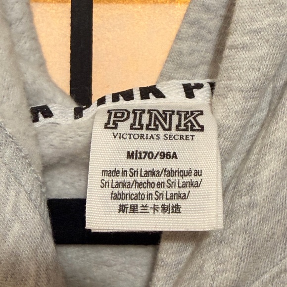PINK Victoria's Secret Crooped Light Gray Lace-Up Hoodie - Picture 3 of 3